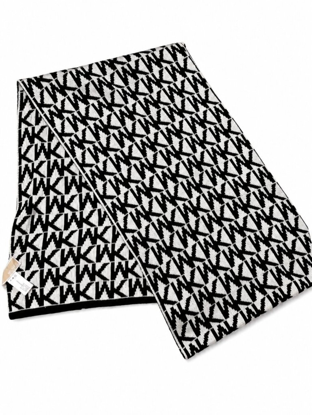 MICHAEL Michael Kors Black and White Logo Knit Scarf